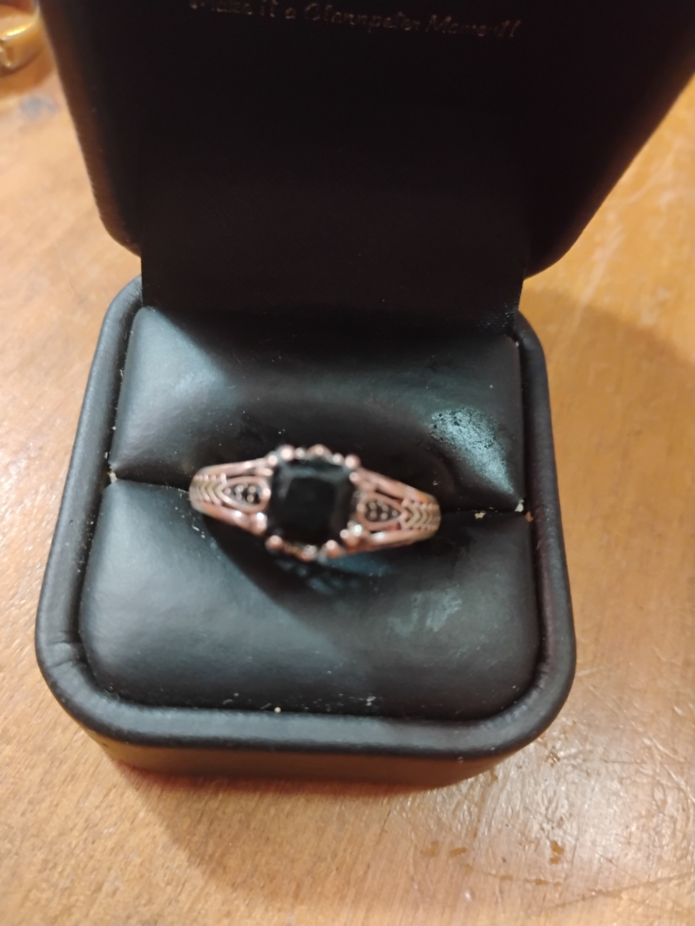 Filigree Black Sapphire Gold Over Sterling Silver Ring for Women 10